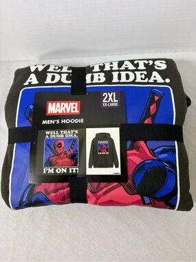 Marvel Deadpool Well That’s a Dumb Idea I’m On It Hoodie NWT Men’s 2XL